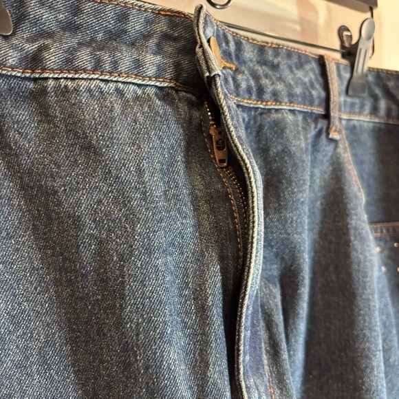 CIDER Sz 3X Denim Skirt Rhinestone At Pockets Zipper Closure Front Slit Maxi - Picture 3 of 8